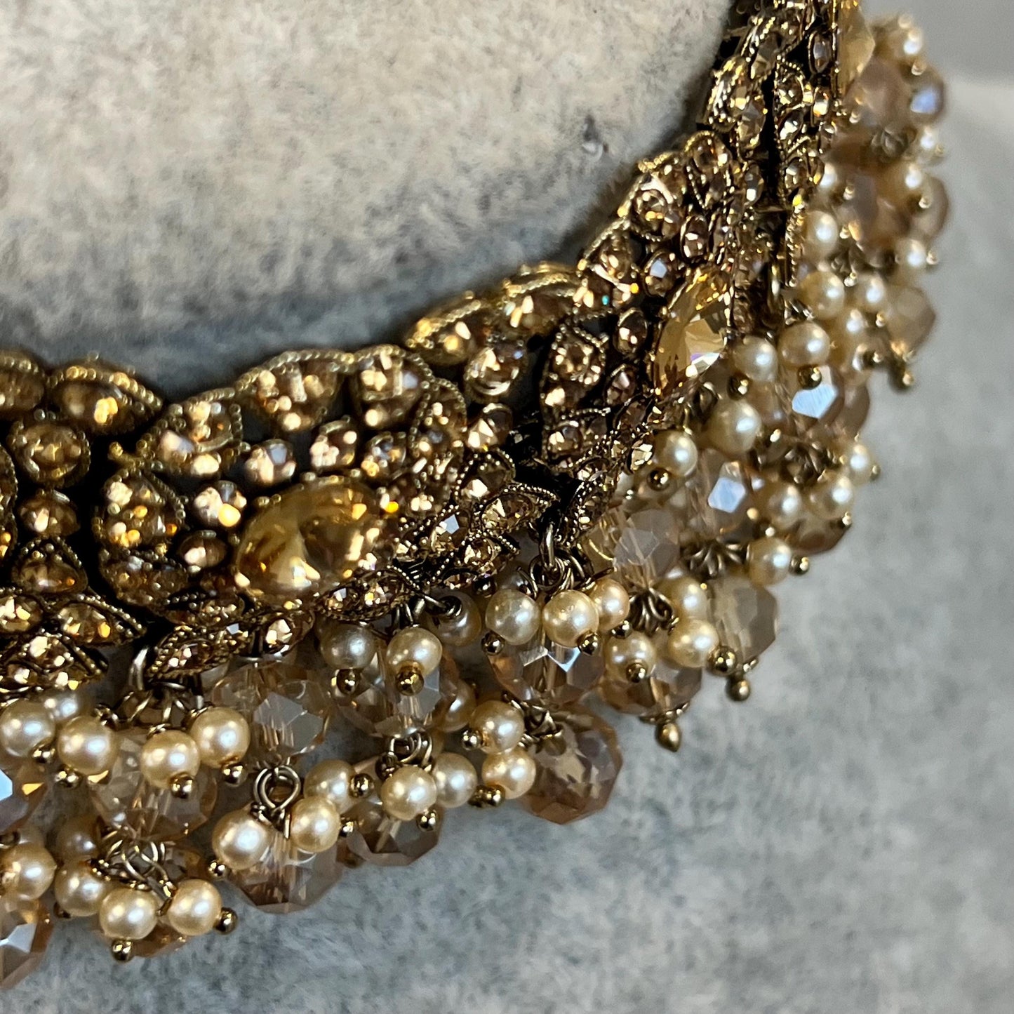 Choker Only- Golden/ Unique Style/ Indian/ Pakistani/Fashion Jewellery/ Gift for Women Golden Bronze Rhinestone Champagne Beads