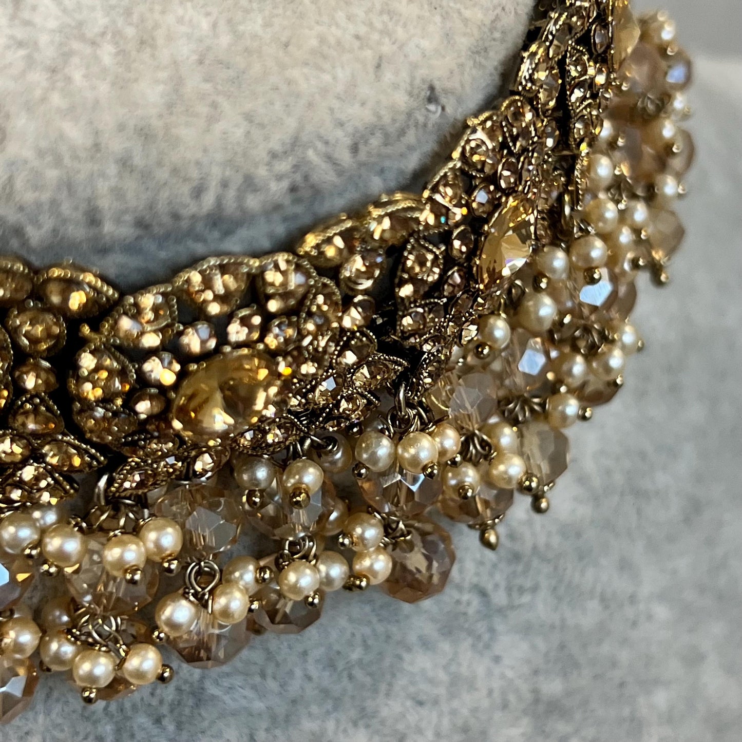 Choker Only- Golden/ Unique Style/ Indian/ Pakistani/Fashion Jewellery/ Gift for Women Golden Bronze Rhinestone Champagne Beads