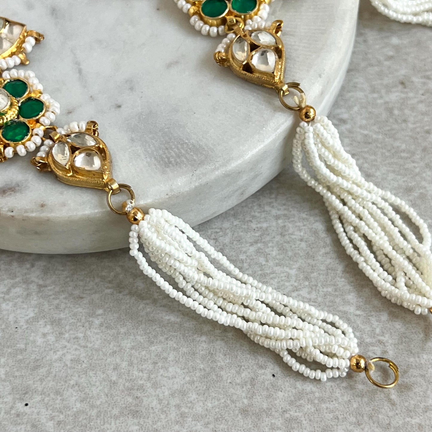 Green Real Kundan Hand Harness x1 Single/ Fashion Jewellery/ Gift for Women/Indian/Pakistani style /Haathphool/Hand Accessory High Quality