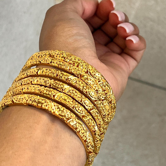 Unique Bangle with Design Bright Gold Indian Pakistani Traditonal Jewelley Fashion Bracelet. Choose size wedding Special Occasion Imperfect