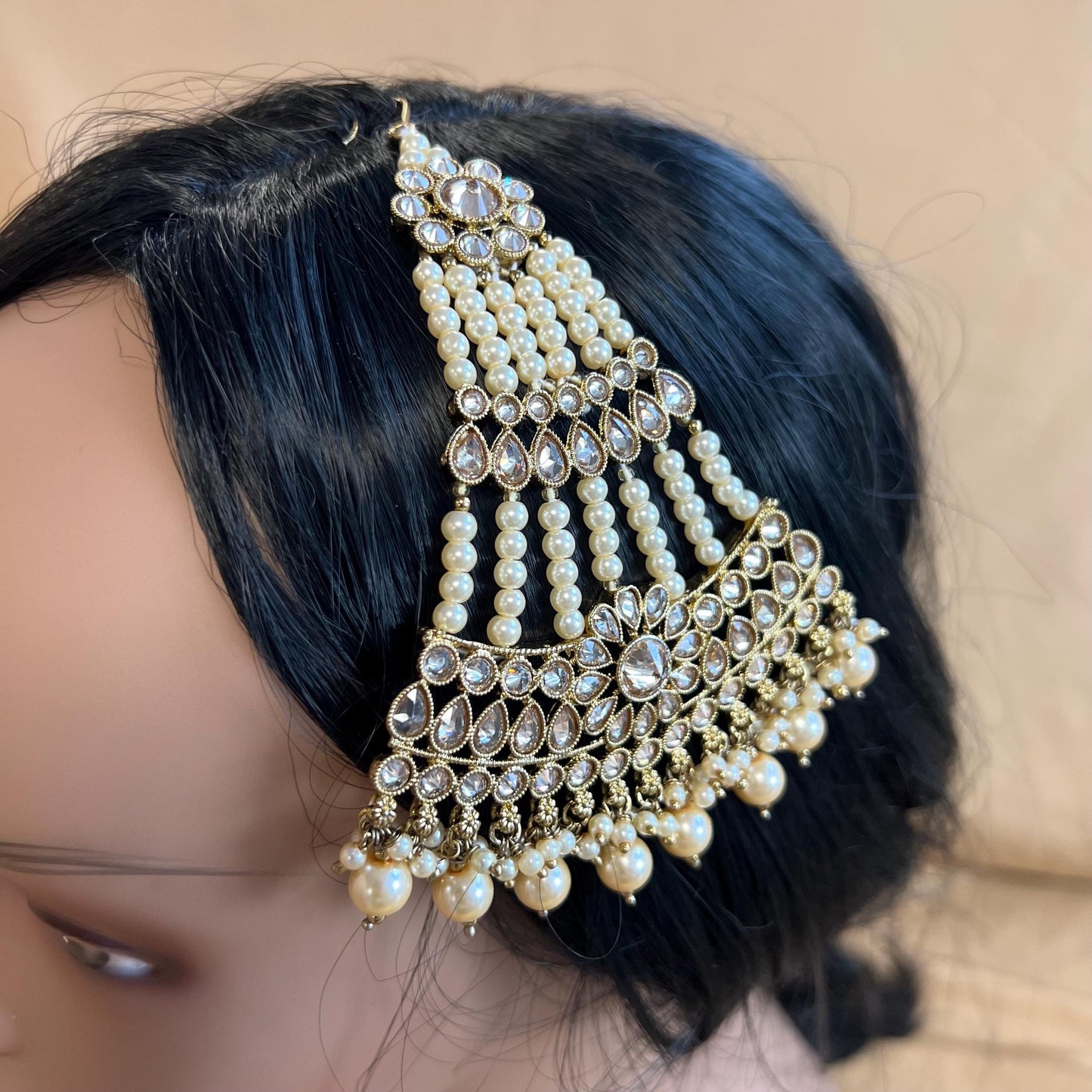 Champagne Pearl Jhumar/ Passa/ Indian/ Pakistani Style/Headpieces/Champagne Passa/Gold Jhumar/Gold Passa/Pakistani Jhumar
