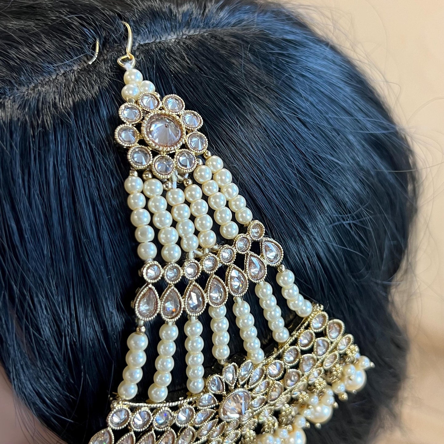 Champagne Pearl Jhumar/ Passa/ Indian/ Pakistani Style/Headpieces/Champagne Passa/Gold Jhumar/Gold Passa/Pakistani Jhumar