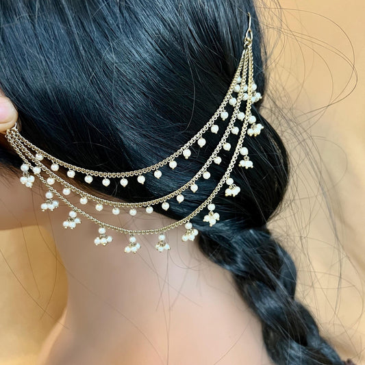 Antique Gold Pearl Ear Chains to add to any earring style. Bollywood  (Saharey) / Indian Style Earring/ Fashion Jewellery/ Gift for Women