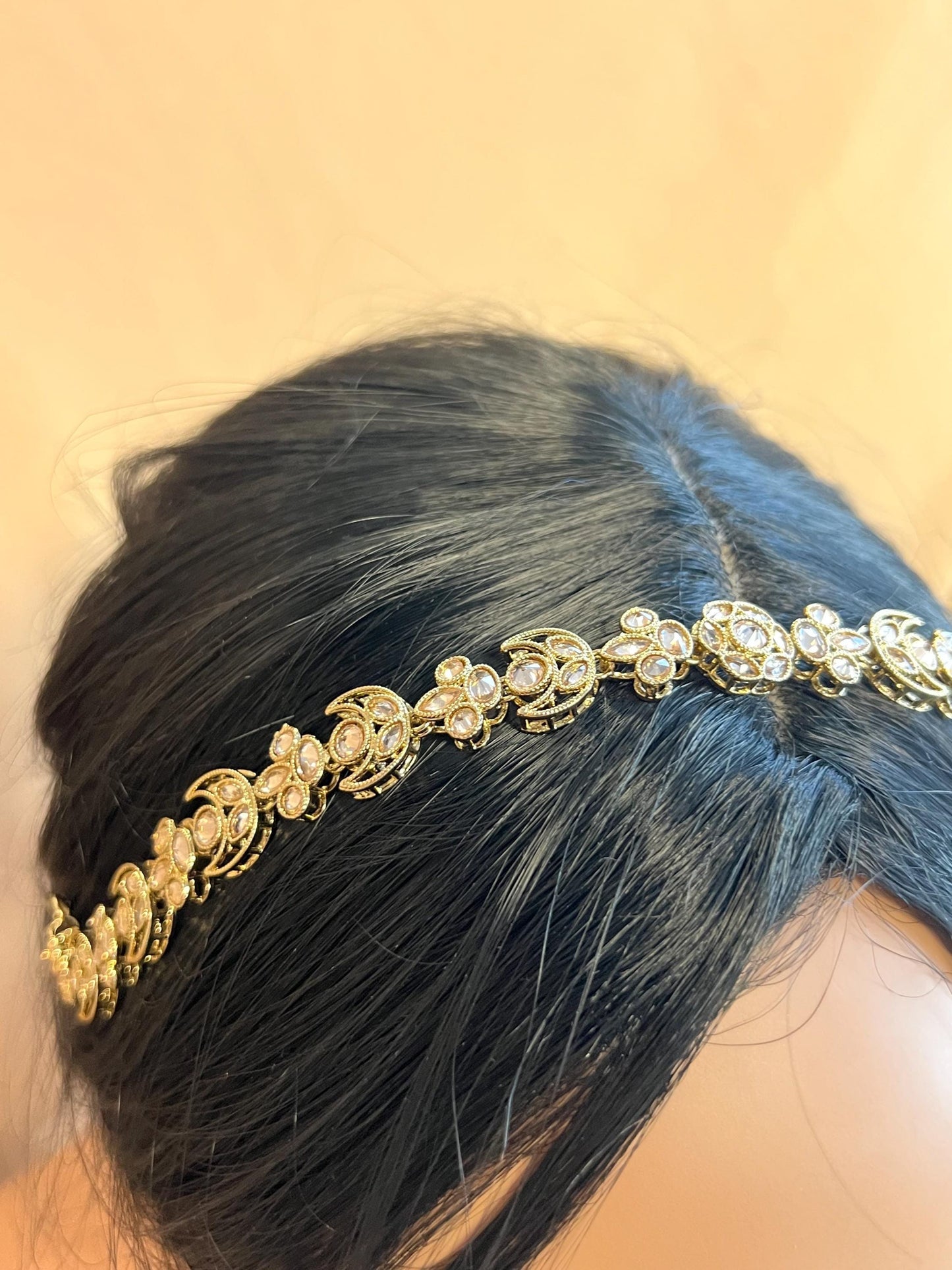 Champagne Mathapatti (Headband) /Indian/Pakistani/Fashion Jewellery/ Bridal Forehead Jewellery Headpiece/Bollywood /phoolpatti