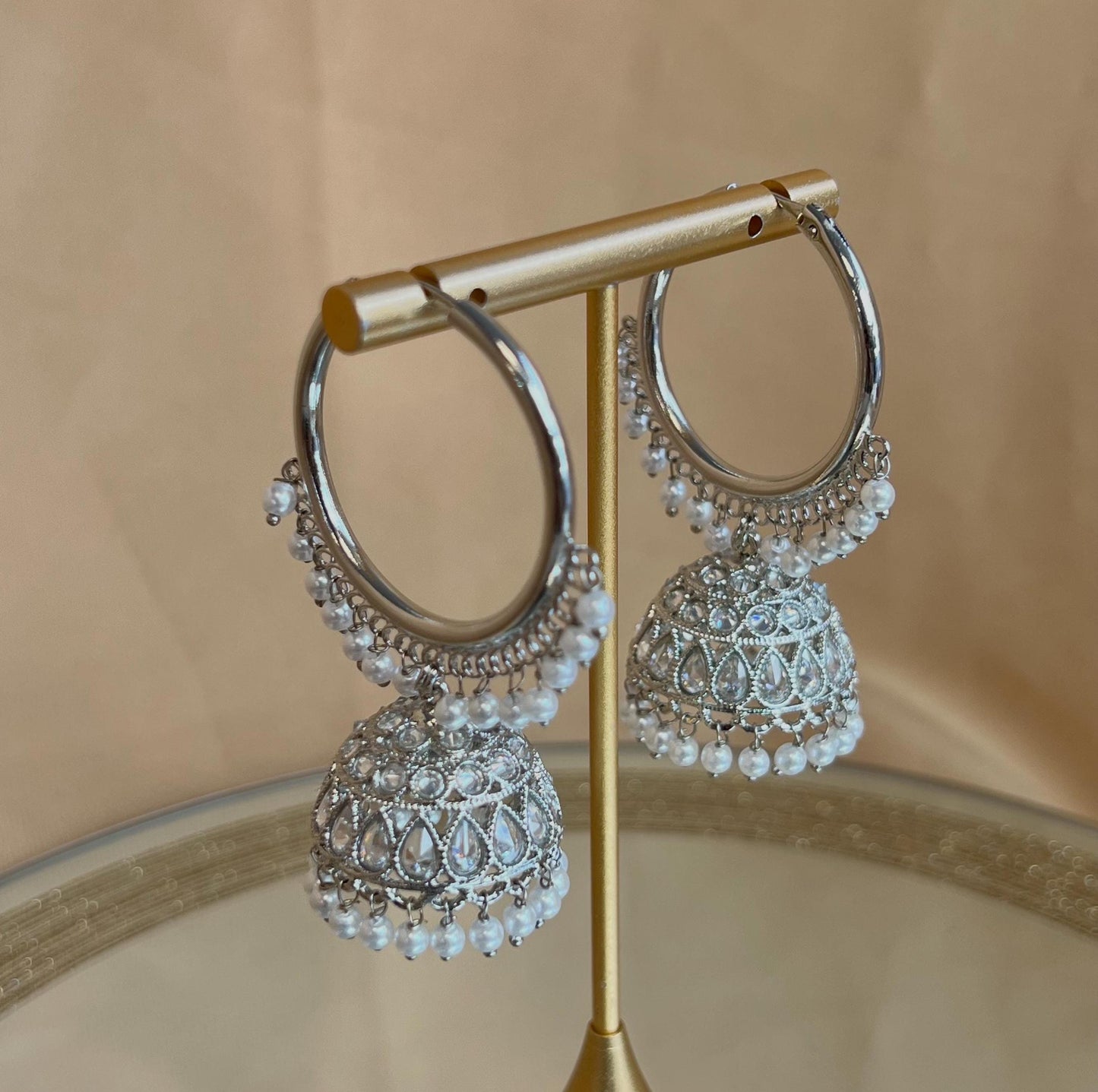 Silver Medium Hoop Jhumka Earrings/Indian Earrings/Pakistani/Indian Jewellery/Silver Jewellery/Gifts for Women/Eid Gifts/Earring Sale