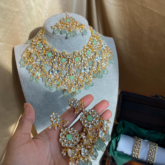 Mint Real Kundan Bright Gold Necklace Set Earring Tikka Traditional  Unique Style/ Indian/ Pakistani/Fashion Jewellery Gift for Women Bridal