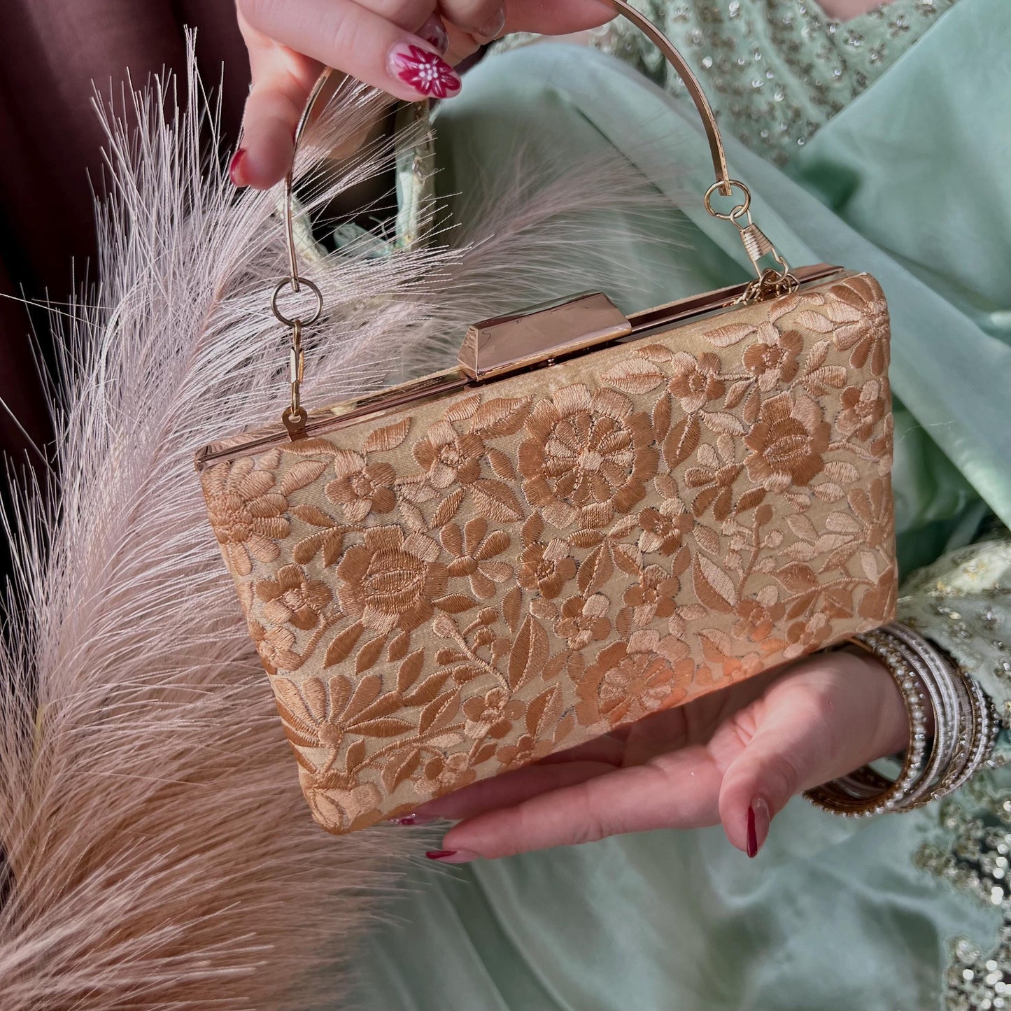 Floral Gold Embroidered Clutch Bags Bags/Indian Clutch Bags/Bags/Clutch Bags/Modern Ethnic Bags/Party Wear/Gifts