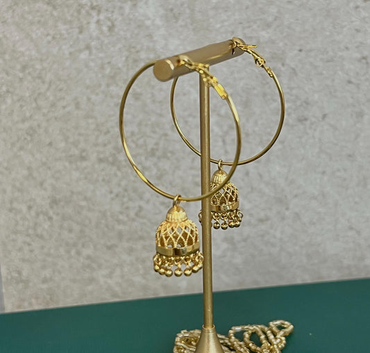 Bright Gold Jhumka Hoops Gold Hoop earrings Jhumkas Punjabi earrings Dainty Jhumkas Traditional Earrings Micro Hoops Micro Hoop Earrings