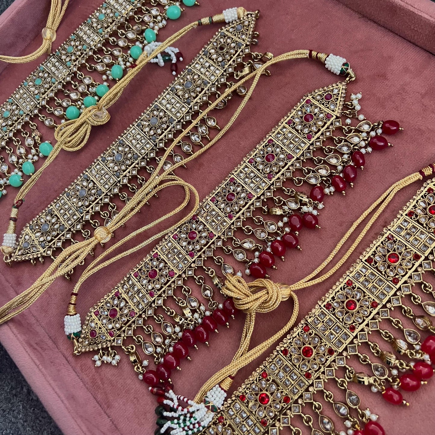 Champagne & pearl choker set Earring/ Tikka/ Tikli/ Indian/ Pakistani/Fashion Jewellery/ Gift for Women