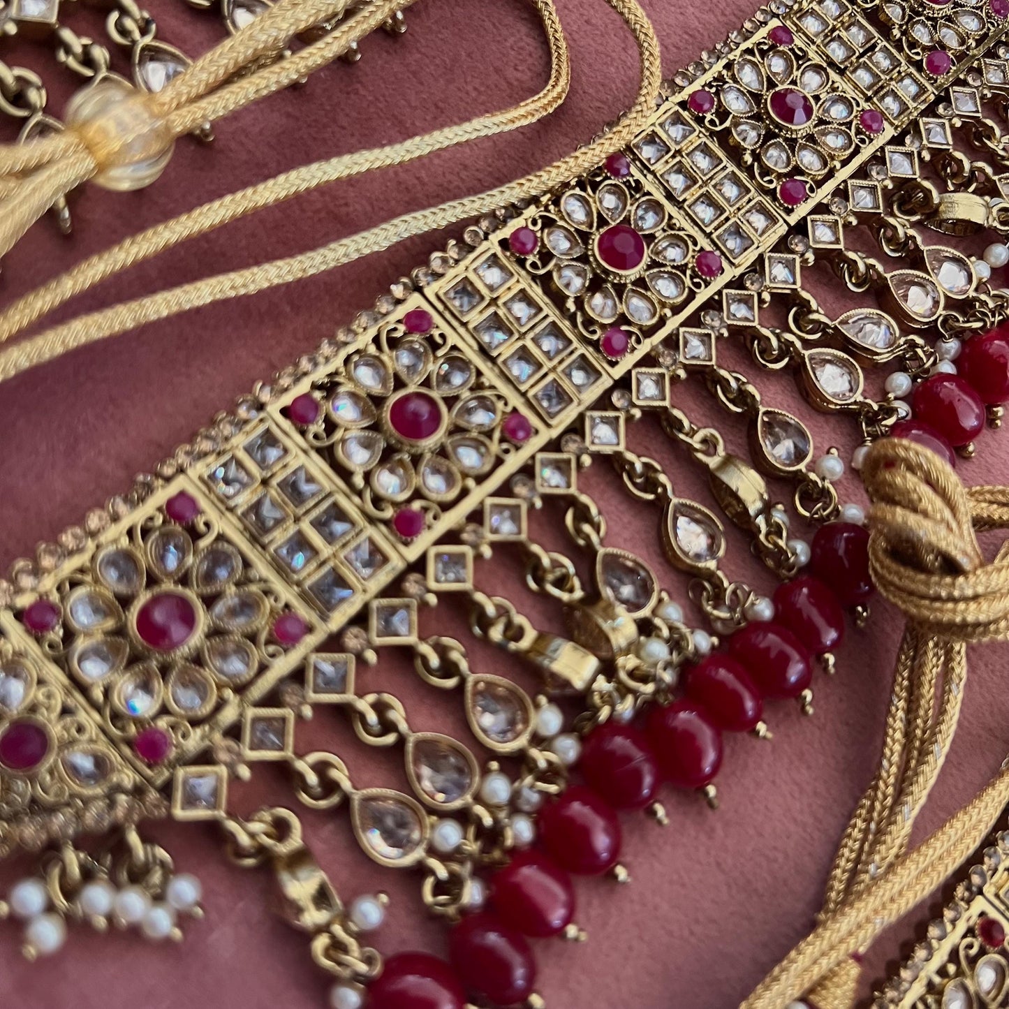 Champagne & pearl choker set Earring/ Tikka/ Tikli/ Indian/ Pakistani/Fashion Jewellery/ Gift for Women